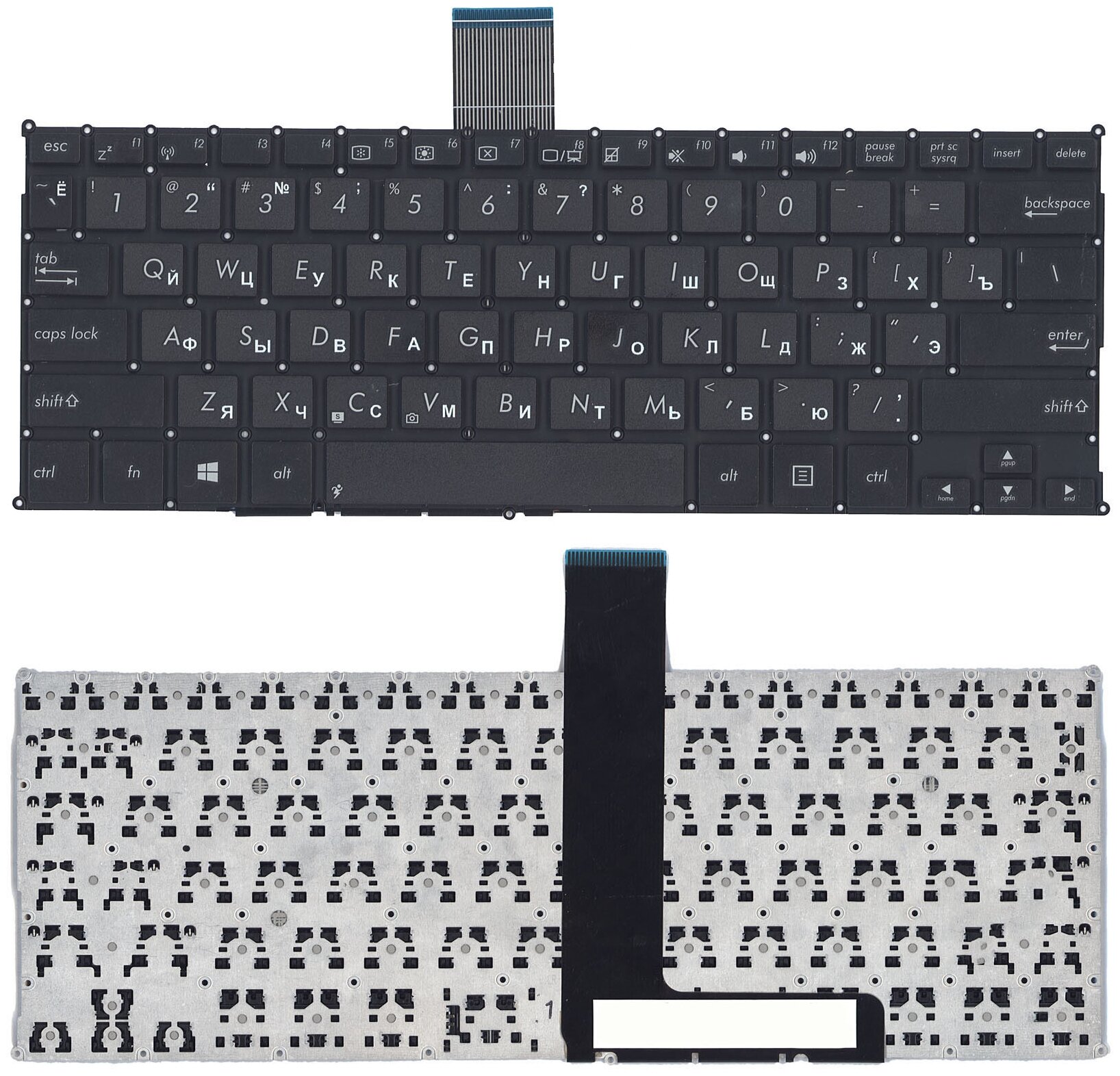 Клавиатура для ноутбука Asus F200CA F200LA F200MA черная, без рамки, плоский Enter