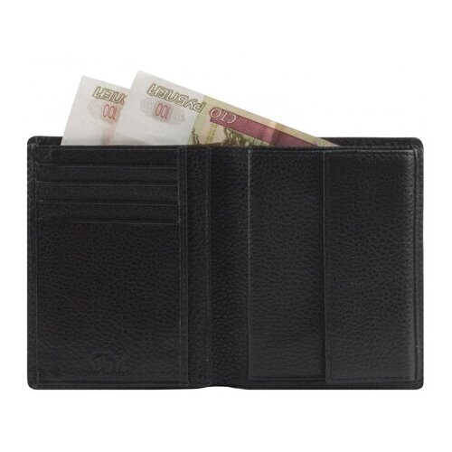 фото Портмоне "franchesco mariscotti" натуральная кожа 105х95мм, морская галька черный / портмоне / кошелек / бумажник