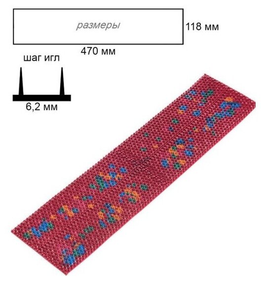 Массажный коврик ляпко аппликатор "Квадро плюс" (шаг игл 6,2 мм, размер 118 х 470 мм) красный - фотография № 2