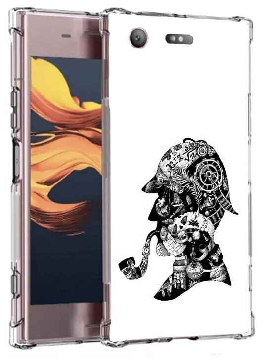 Чехол задняя-панель-накладка-бампер MyPads мужчина с трубкой абстракция для Sony Xperia XZ1 Compact G8441 противоударный