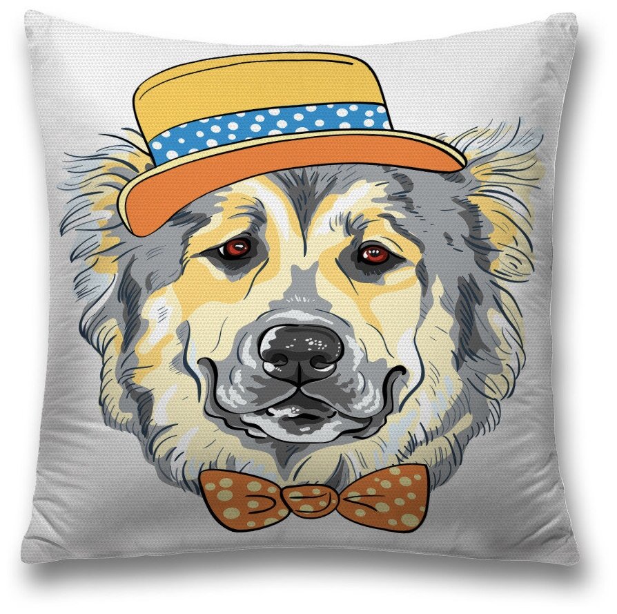 Наволочка декоративная на молнии, чехол на подушку JoyArty "Собака в шляпе" 45х45 см