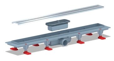Трап линейный пласт. 650*62 вып.40мм, стальн. нерж решетка глянец "Риф" АНИ пласт TL1265G - фотография № 2