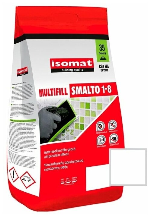 Затирка полимерцементная Isomat Multifill Smalto 1-8 01 Белая 2 кг