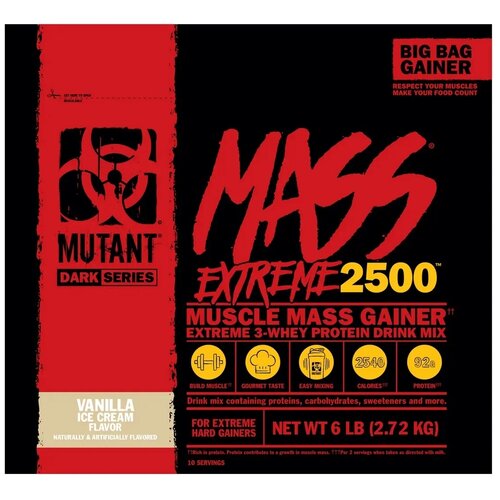 Гейнер Mutant Mutant Mass XXXtreme, 2720 г, ванильное мороженое