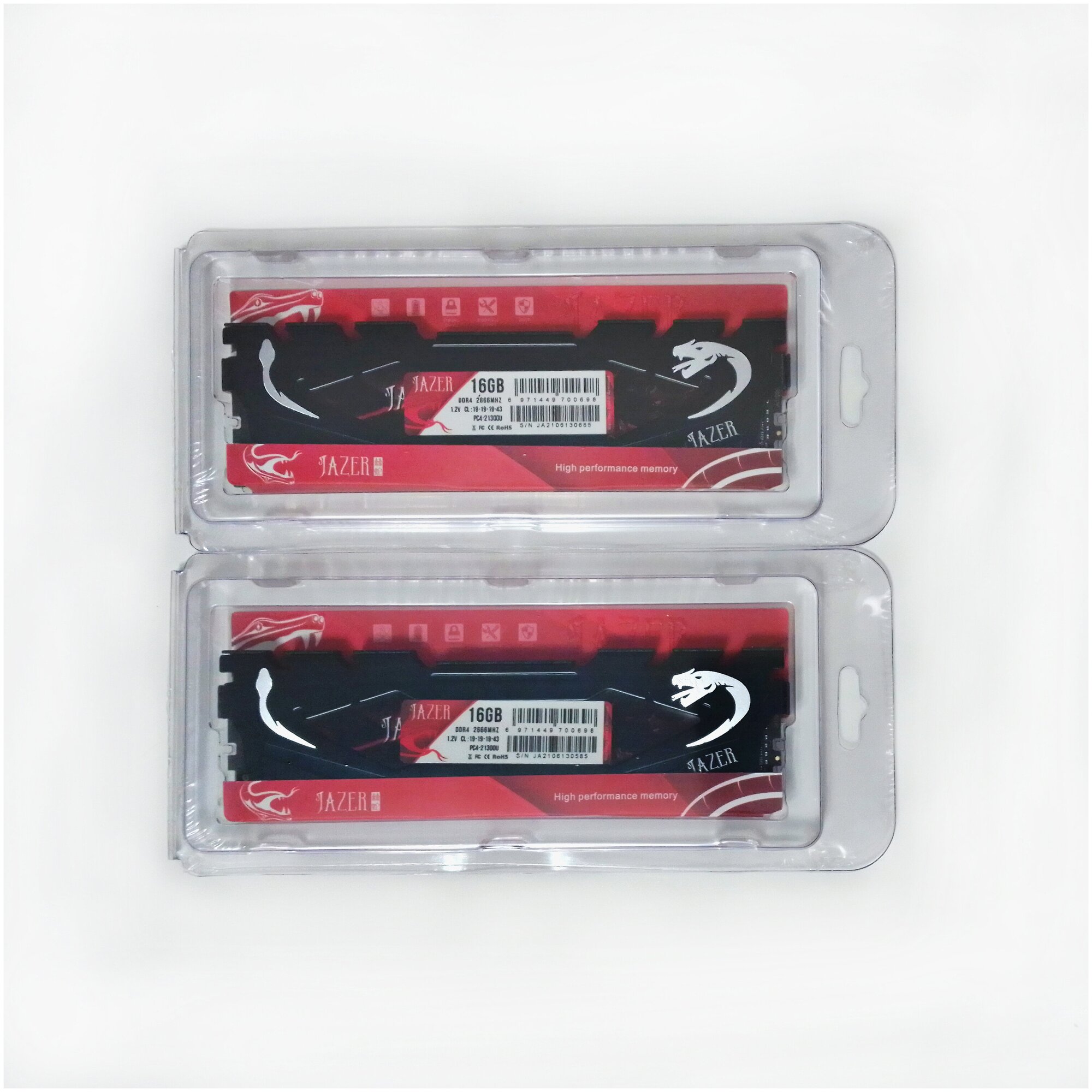 Оперативная память JAZER Snake DDR4 16 Гб DIMM 16 Гб х 1 2666 МГц черный радиатор