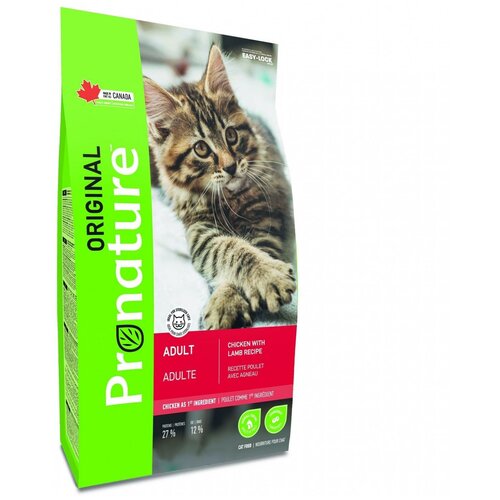 Pronature корм для взрослых кошек всех пород, курица и ягненок 20 кг