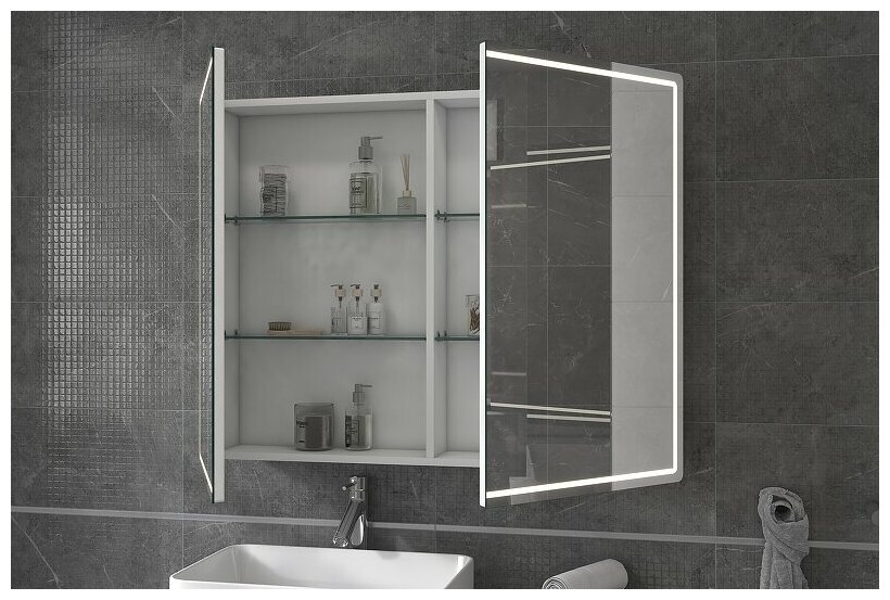 Зеркальный шкаф для ванной Vigo Geometry 80 - фотография № 4