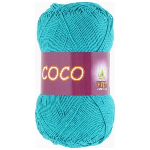 Пряжа хлопковая Vita Cotton Coco (Вита Коко) - 2 мотка, 4315 темно-зеленая бирюза, 100% мерсеризованный хлопок 240м/50г