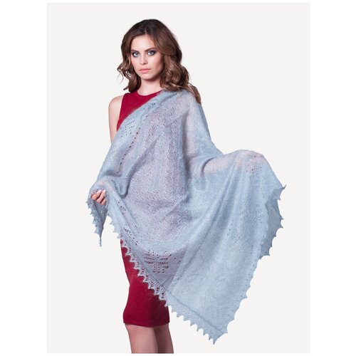 фото Серый платок "небо перед грозой" - оренбургский пуховый платок оренбургский пуховый платок (оренбургшаль)