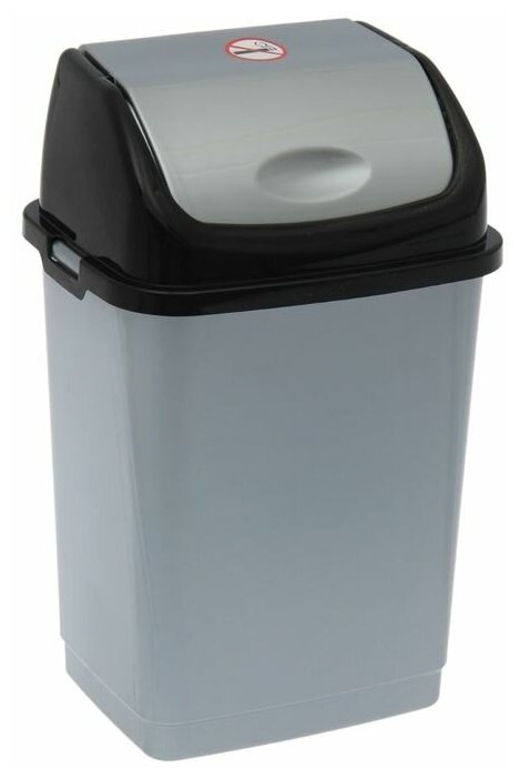 Контейнер для мусора «Камелия», 8 л, цвет серебристый перламутр/чёрный