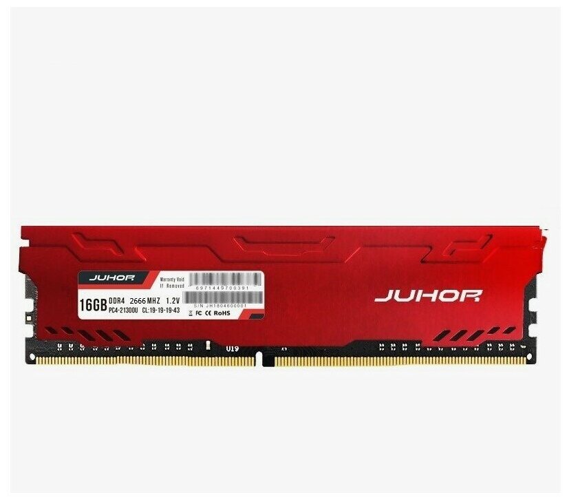 Оперативная память JUHOR RedGaming DDR4 16Гб DIMM 16 Гбх1 2666 МГц радиатор