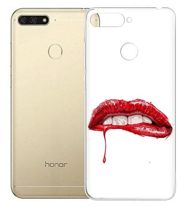 Чехол задняя-панель-накладка-бампер MyPads яркие красные губы для Huawei Honor 7C/Huawei Honor Play 7A High противоударный - фотография № 1