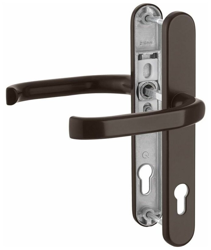 фото Нажимной гарнитур qreenteQ DG58. AL. SS (коричневый, 8019), м/о 92 мм, без штифта и крепления, PZ