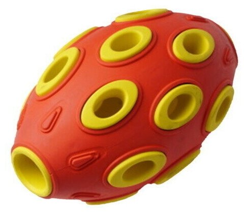 HOMEPET SILVER SERIES 7,6 см х 12 см игрушка для собак мяч регби красно-желтый каучук, шт