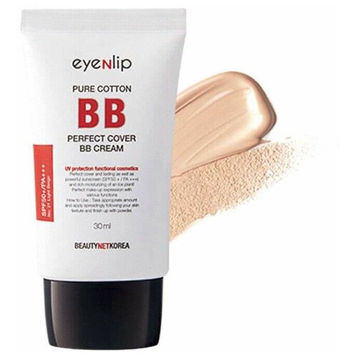 purito bb крем cica clearing spf 38 30 мл 30 г оттенок 23 natural beige 1 шт Eyenlip BB крем Pure cotton perfect cover, SPF 50, 30 мл/30 г, оттенок: 23 natural beige, 1 шт.