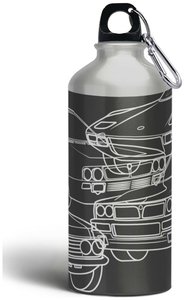 Бутылка спортивная,туристическая фляга, 500мл с карабином Машина - 379
