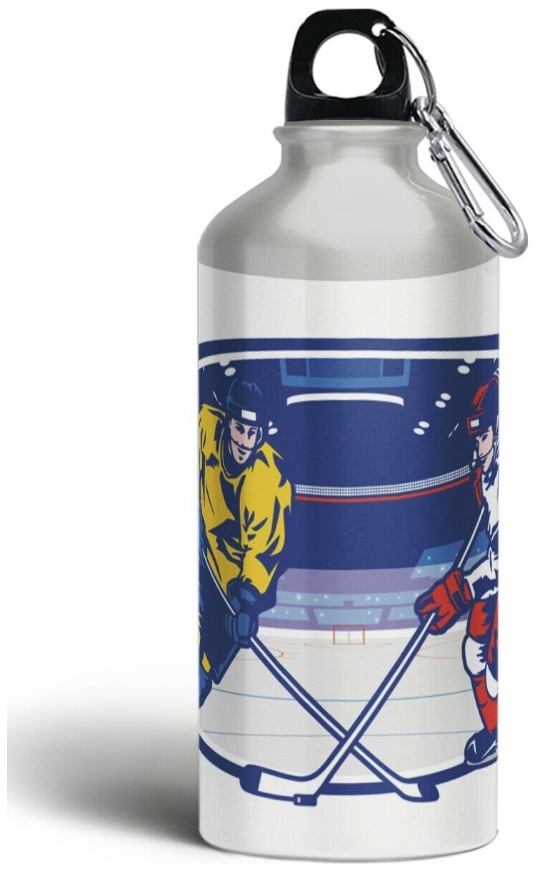 Бутылка спортивная, туристическая фляга, 500мл с карабином Хоккей спорт - 171