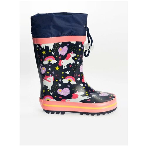 фото Резиновые сапоги с единорогами котофей 366222-11 синий 26
