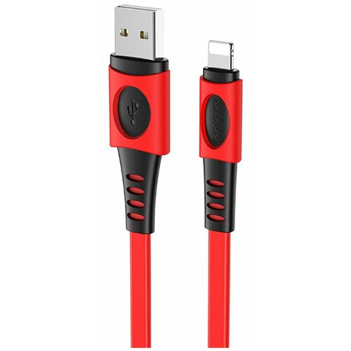 Кабель Borofone BX35 Carib для устройств Apple, Lightning , красный, 1 м кабель usb lightning borofone bx35 carib цвет белый