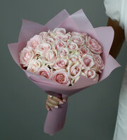 Розы розовые 25 штук, «Грейси» 40 см букет Россия(большой бутон)