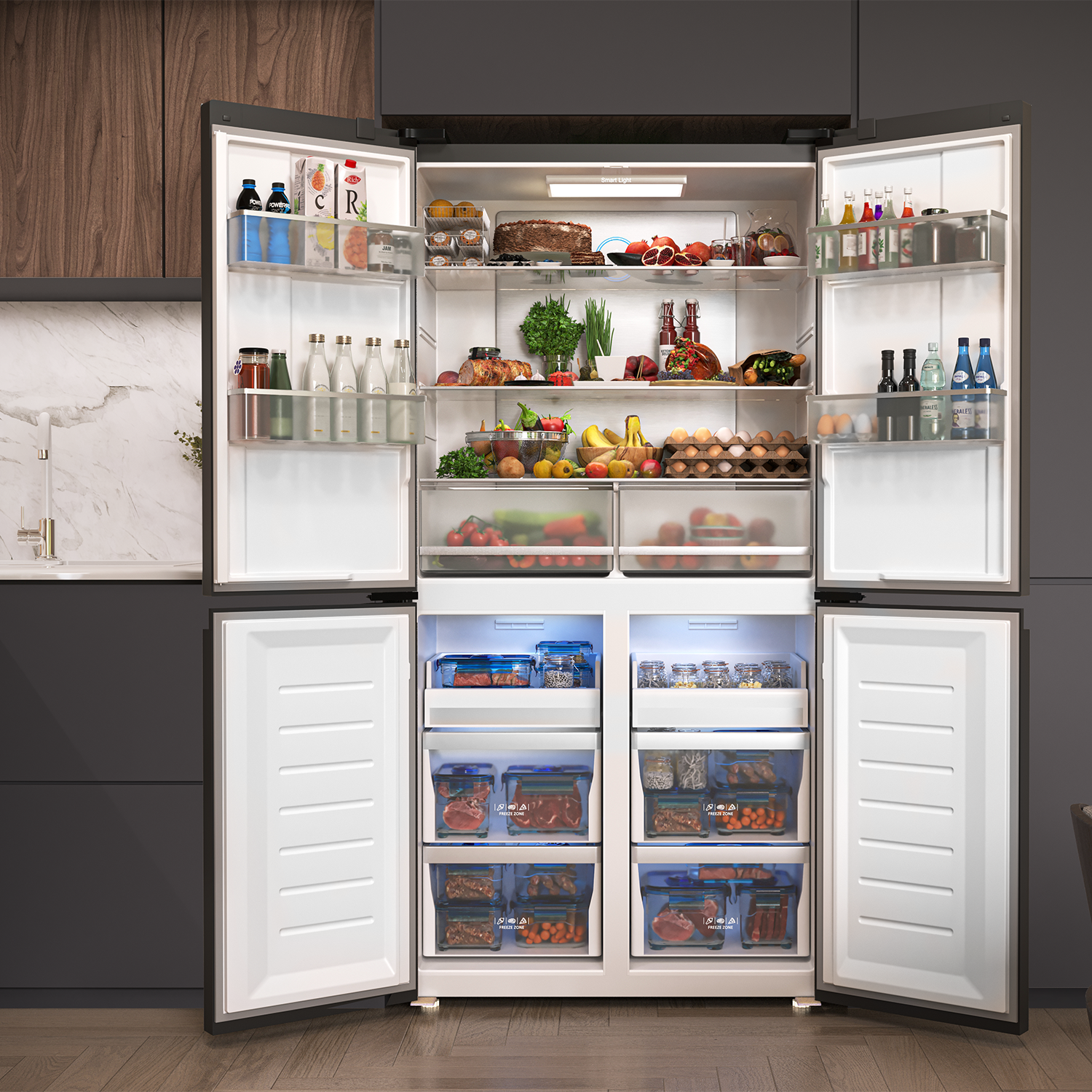 Отдельностоящий двухкамерный холодильник LEX LCD505BMID, синий - фотография № 2