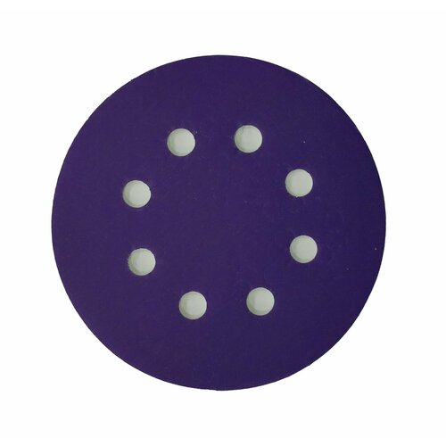 Шлифовальный круг VX-Ceramic 125 мм, под липучку . Керамическое зерно на плёнке, зернистость P400, 8 отверстий. Набор из 30 штук