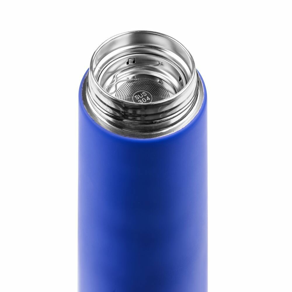 Смарт-бутылка термос с заменяемой батарейкой Long Therm Soft Touch, синяя