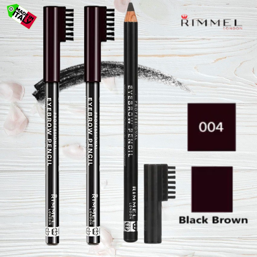 3 шт. Карандаш профессиональный для бровей Rimmel London оттенок 004 Black Brown (черно-коричневый), Италия.