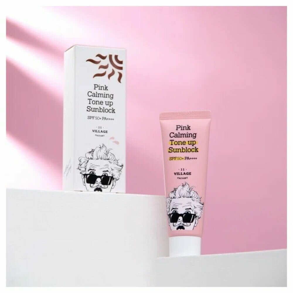 VILLAGE 11 FACTORY Успокаивающий солнцезащитный крем Pink Calming Sun Block SPF50+ PA++++, 25 мл.