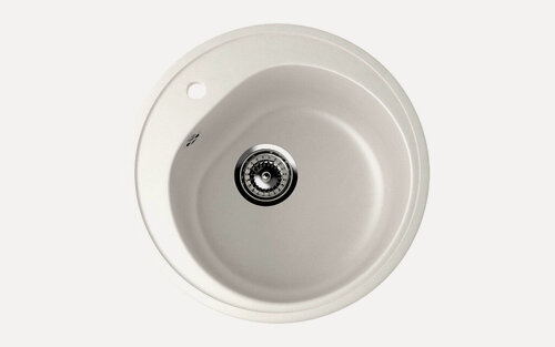 Изображение товара Каменная мойка для кухни врезная EcoStone ES-11, 500 мм, круглая, цвет молочный/Раковина для кухни