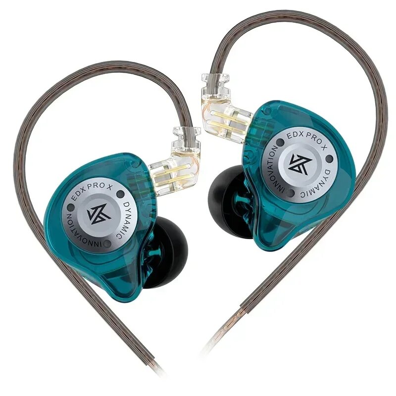 Наушники KZ EDX PRO X с динамическим приводом, Hi-Fi басовые наушники-вкладыши с подавлением музыки, диджейские спортивные наушники с 2-контактным кабелем KZ ZSTX ZSN PRO X EDC EDA ZVX, Cyan NO MIC
