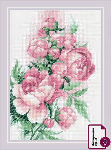 Изображение товара Набор для вышивания крестом Риолис, вышивка крестиком "Пышность пионов", 21*30 см, 2138