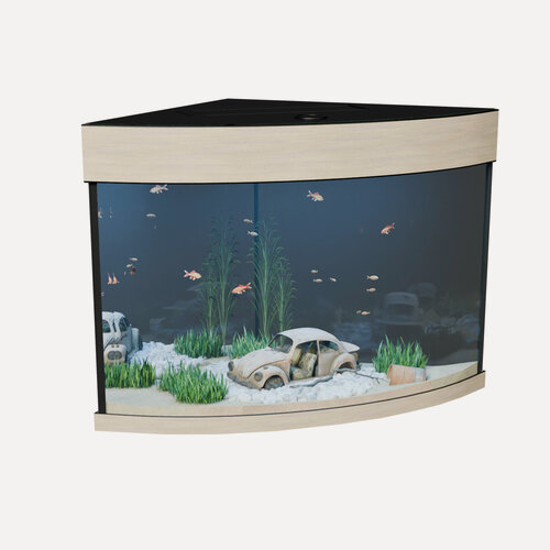 Изображение товара Аквариум 60 литров угловой с крышкой и освещением (46х46х44см) для рыбок