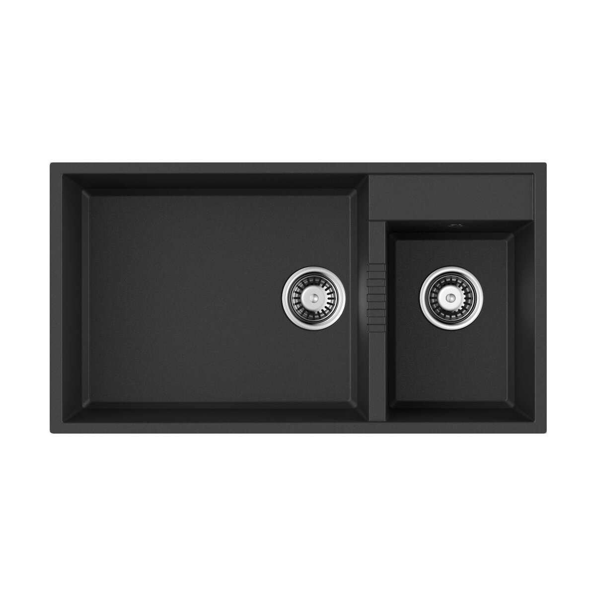 Кухонная мойка двухчашевая OMOIKIRI Tedori 85-2-U-BL, искусственный гранит/черный/основная чаша слева