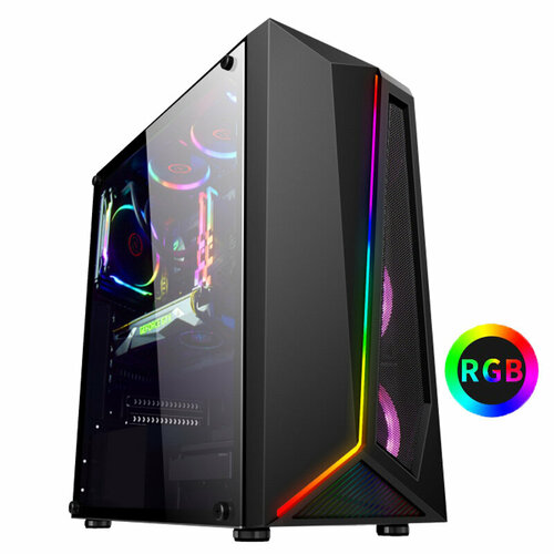 Компьютерный корпус ATX c RGB подсветкой черный