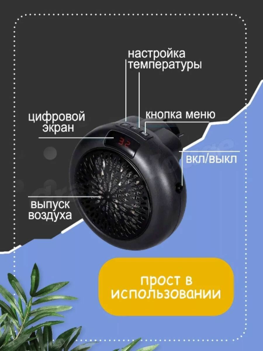 Обогреватель для дома / Портативный мини тепловентилятор / Электрический конвектор — фото 1
