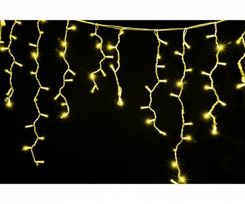 Гирлянда-бахрома, 3 м, 120 LED ламп, 8 режимов, жёлтая