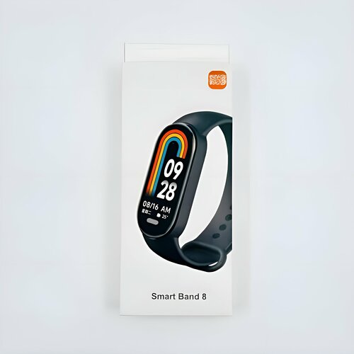 Фитнес браслет совместимый с Xiaomi Smart Band 8 силиконовый ремешок AMOLED дисплей черный 1271₽