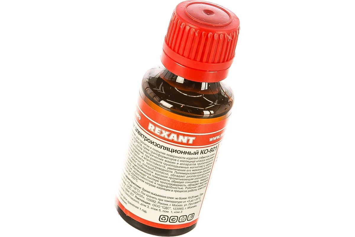 Электроизоляционный Лак REXANT KO-921 SDS, бесцветный, 30мл, флакон, 60г