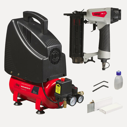 Изображение товара Компрессор безмасляный Мастер по дереву с набором пневмоинструмента (WOOD MASTER KIT) + 4 (OL 195/6 + 4 предмета)