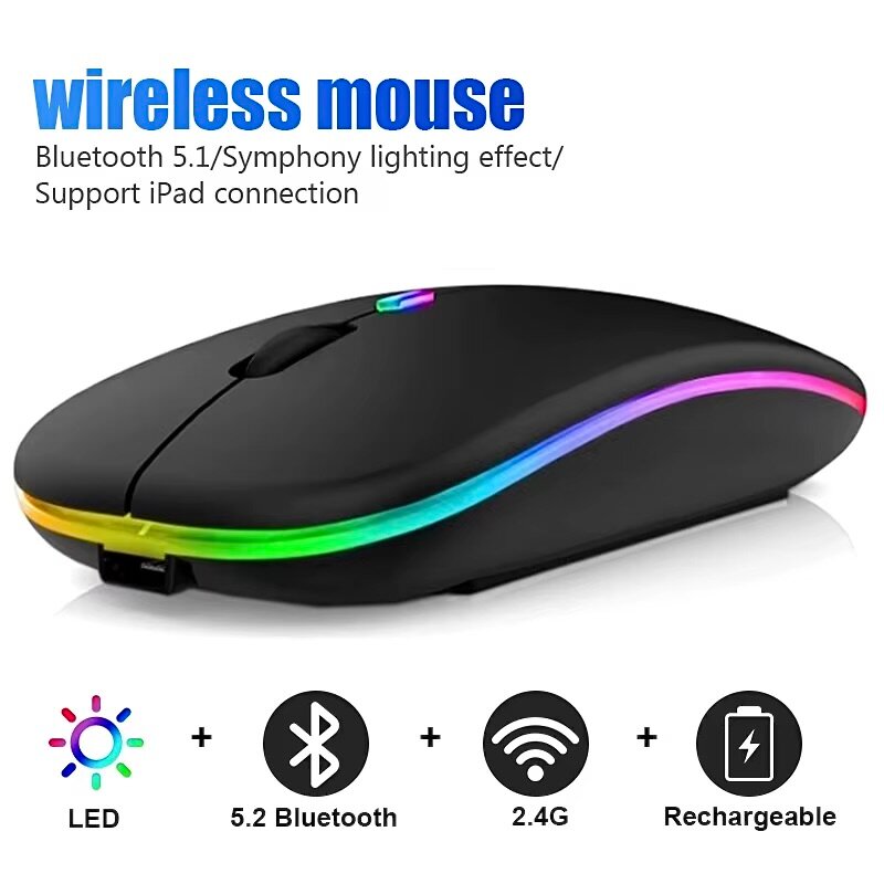 Беспроводная перезаряжаемая Bluetooth + Wireless мышь Booox черная — фото 1