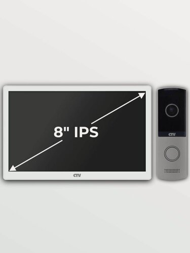 Изображение товара Комплект WiFi видеодомофон для квартиры: монитор 8" CTV-M5801 + вызывная панель CTV-D4003NG, для дома или офиса, управление со смартфона, детектор движения, подключение к подъездному домофону