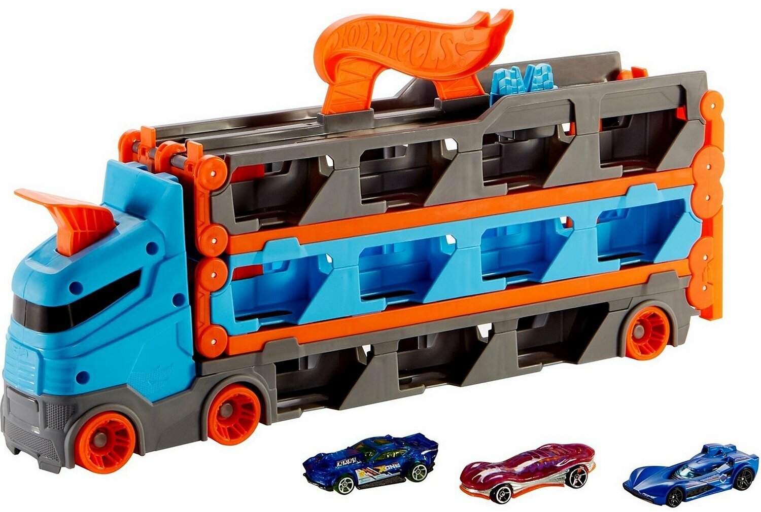 Автовоз Hot Wheels GVG37 с трассой и с хранилищем для машинок