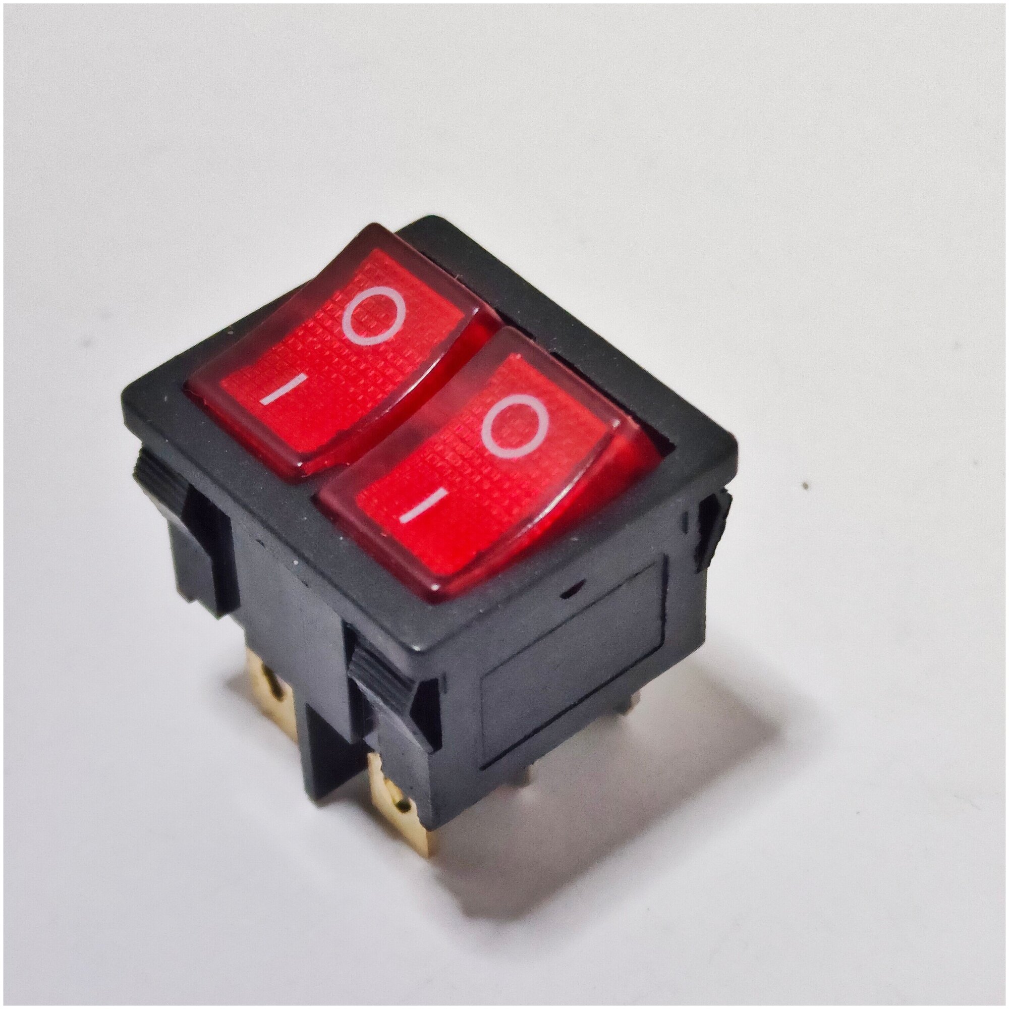 Выключатель клавишный мини двойной подсветка 250V 16А (6с) ON-OFF красный + 6 клемм - фотография № 4