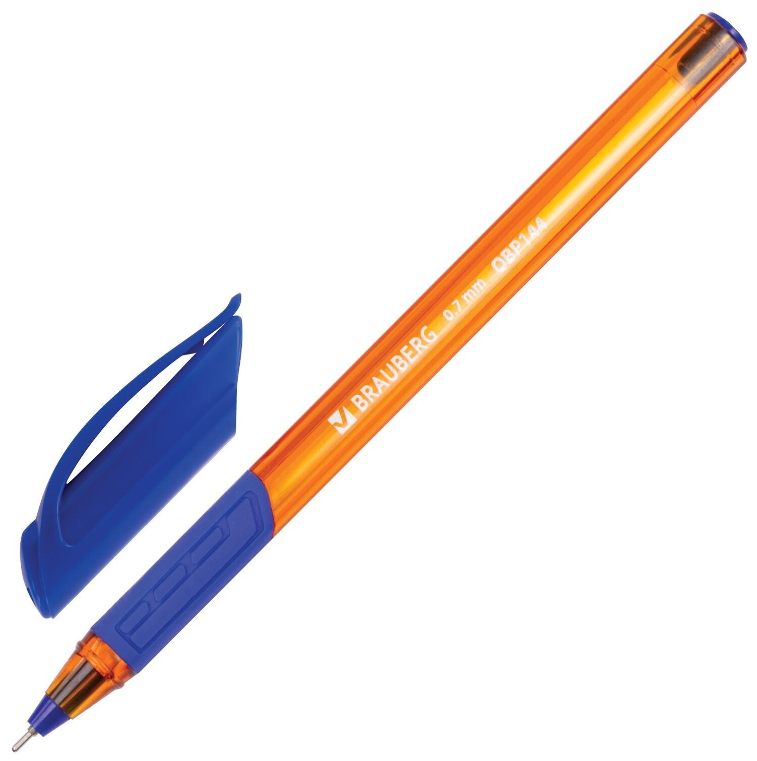 BRAUBERG Ручка шариковая масляная с грипом Extra Glide GT Tone Orange, синяя, 0,7мм, 0,35мм, 142923