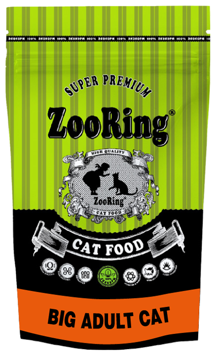 ZooRing Big Adult Cat, Сухой корм для кошек крупных пород 1,5кг