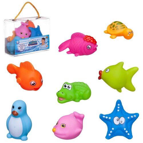 фото Набор резиновых игрушек для ванной abtoys, веселое купание 8 предметов в сумке, 1 набор