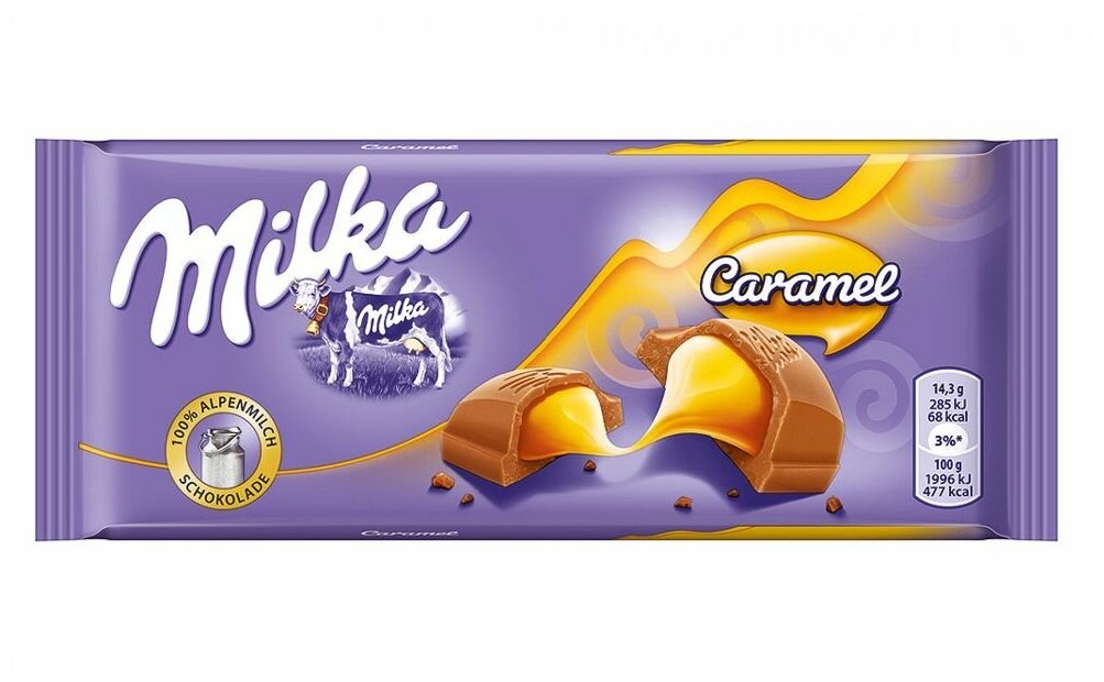 Шоколадная плитка Milka Caramel / Милка Карамель 100 г. (Германия)