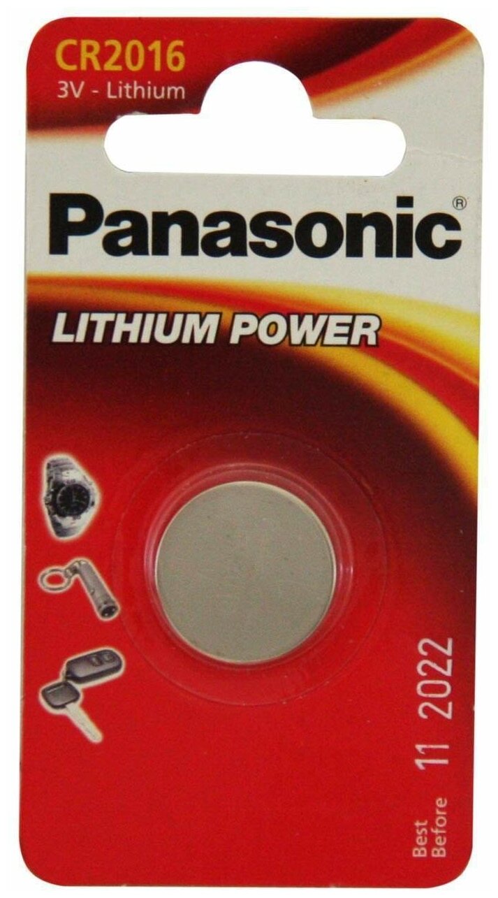 Батарейка Panasonic Lithium Power CR2016, в упаковке: 1 шт.