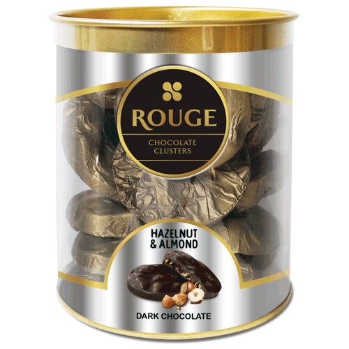Грильяж в шоколаде «Rouge» изысканный темный шоколад с фундуком и миндалем 80 грамм